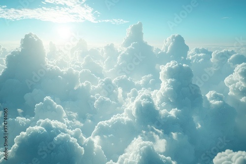 An Aerial View of a Sea of Fluffy White Clouds Against a Blue Sky photo