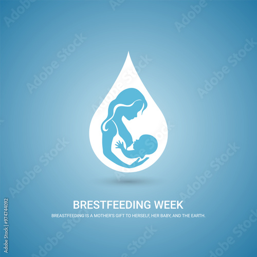 World Breast feeding Week vector illustration, Brest feeding day, women creative poster vector
