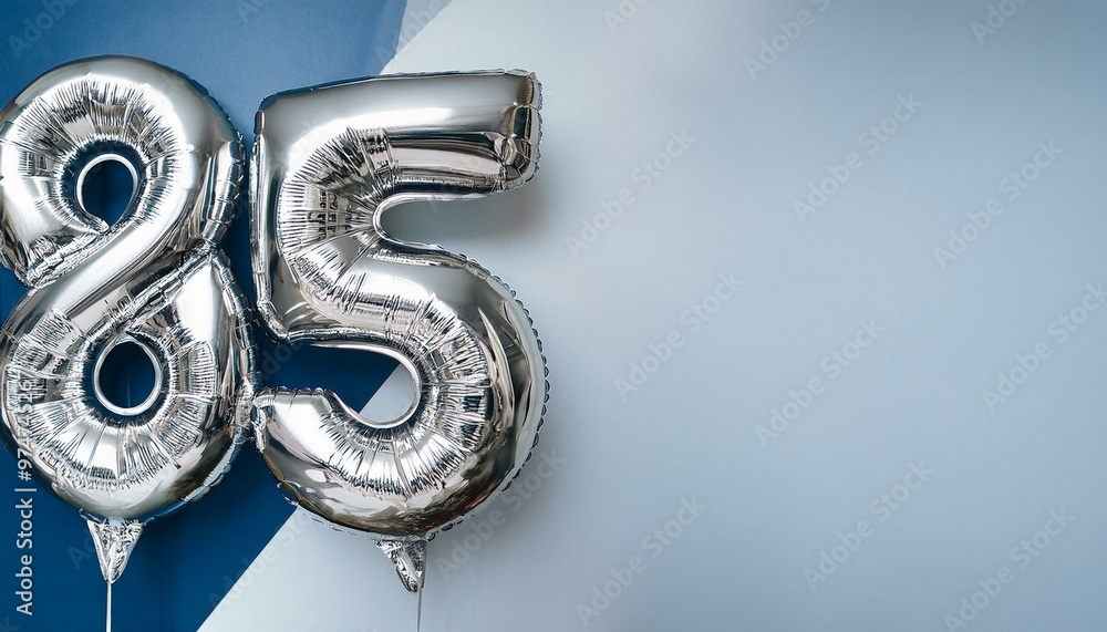 Banner with number 85 silver balloons with copy space Banner with number 85 silver balloons with copy space