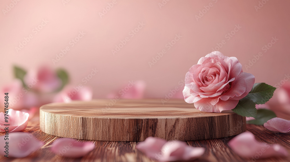 Rose & Wooden Podium. Rose & Wooden Podium.