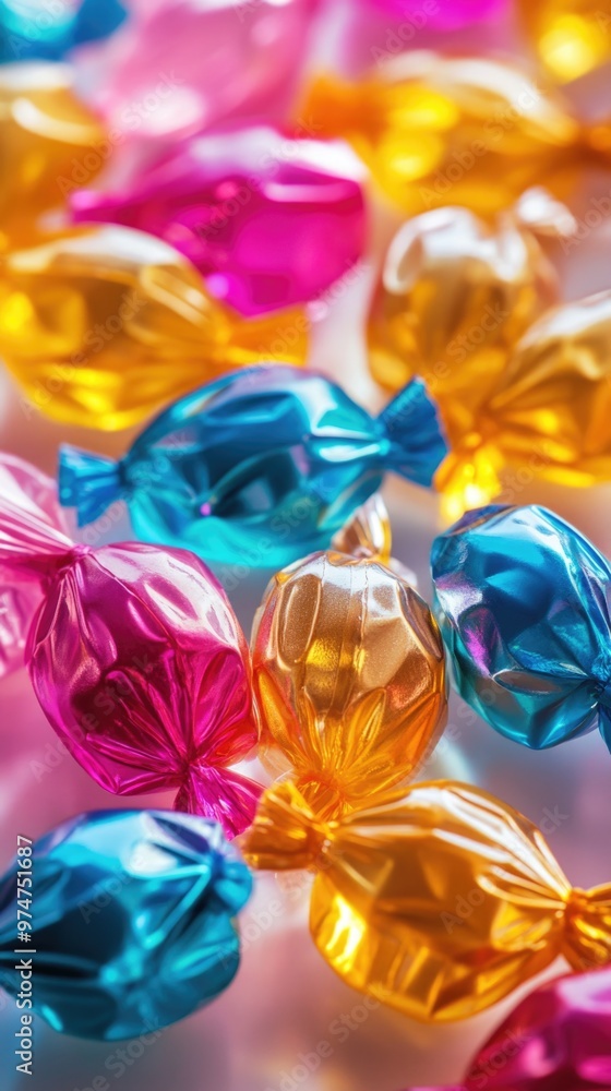 Candy – Close-up of Wrapped Candies with Shiny Packaging and Playful Shapes
Candy – Close-up of Wrapped Candies with Shiny Packaging and Playful Shapes