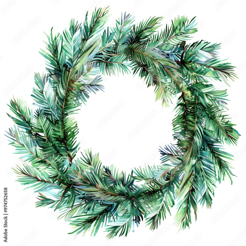 Decorative green pine wreath ideal for winter holidays and seasonal celebrations indoors Decorative green pine wreath ideal for winter holidays and seasonal celebrations indoors