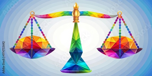 Abstract Rainbow Scale of Justice, Low Poly Design, Justice, Law, Balance photo