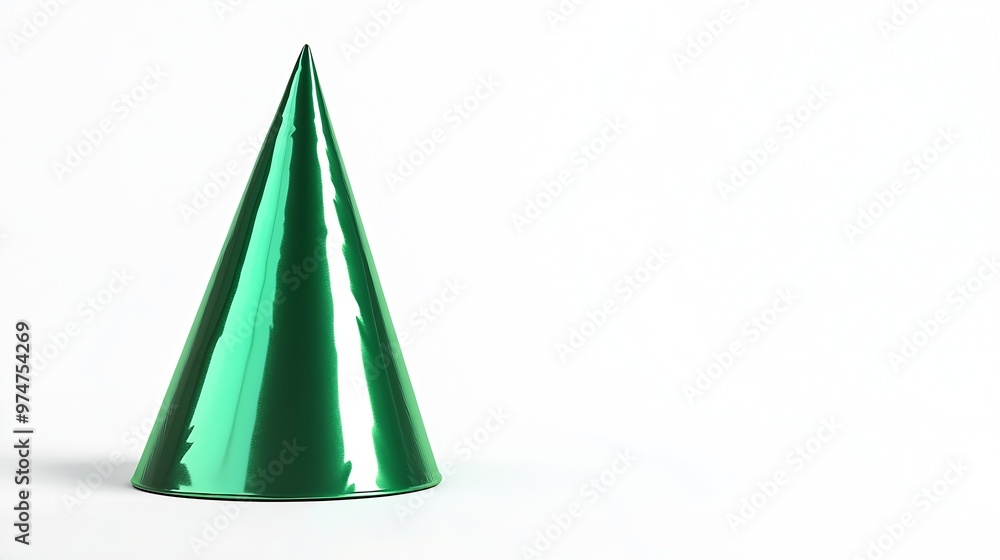 One green party hat isolated on white : Generative AI One green party hat isolated on white : Generative AI