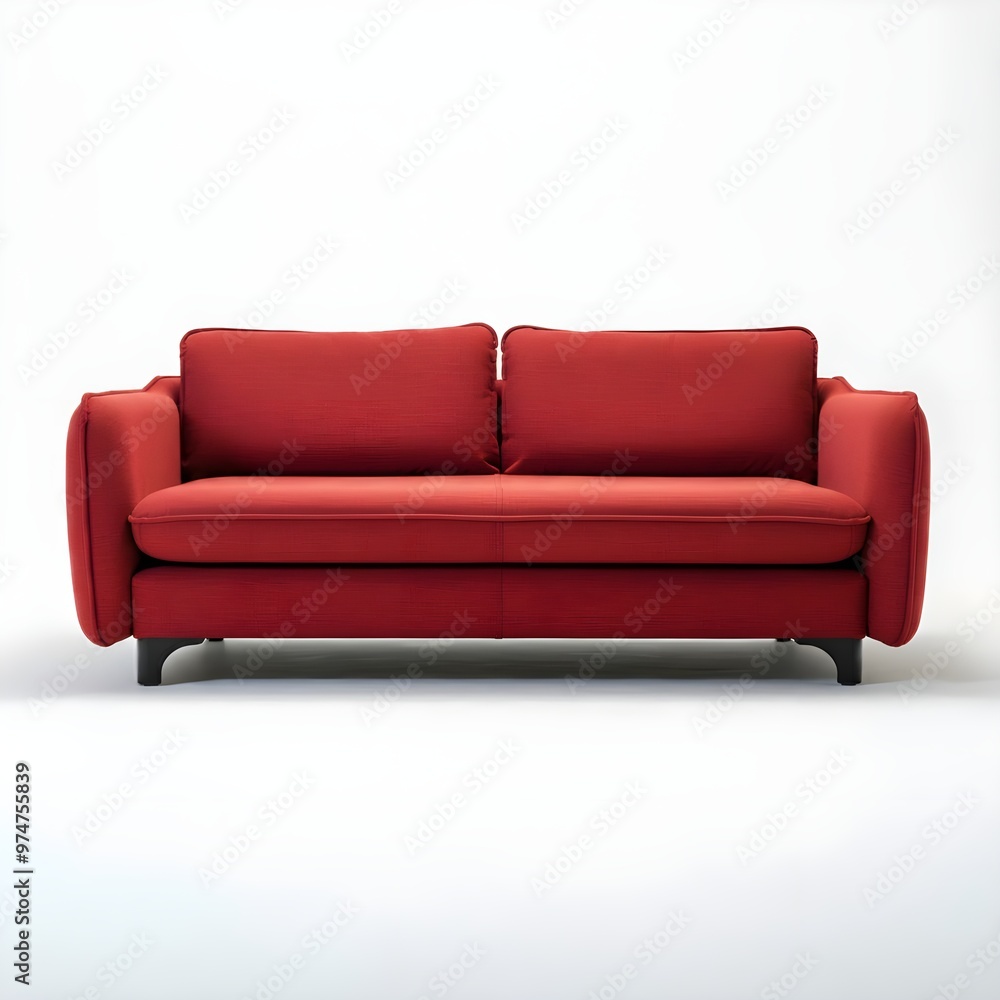 Obraz premium Red sofa isolated on a white background.