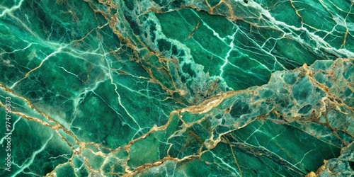 Emerald Green Marble with Golden Veins, Natural Stone Texture, Abstract Background, Marble, Stone, Texture