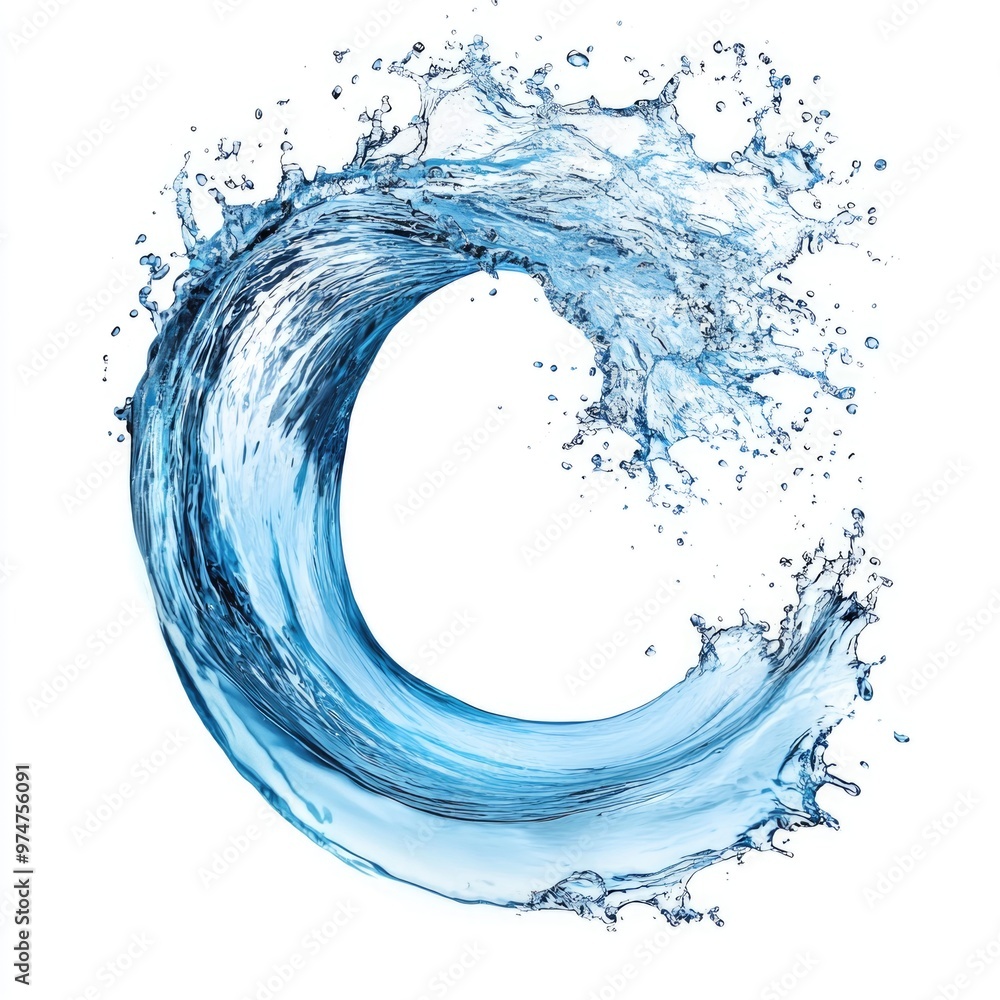 Floating Water Wave Splash in Light Blue Hue Isolated on White Background Floating Water Wave Splash in Light Blue Hue Isolated on White Background