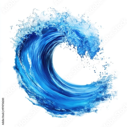 Floating Water Wave Splash in Light Blue Hue Isolated on White Background