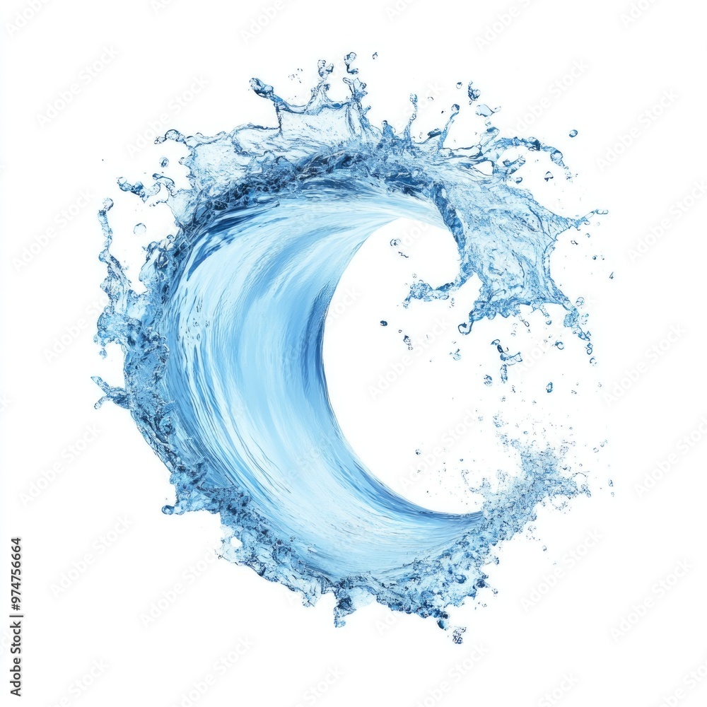 Floating Water Wave Splash in Light Blue Hue Isolated on White Background Floating Water Wave Splash in Light Blue Hue Isolated on White Background