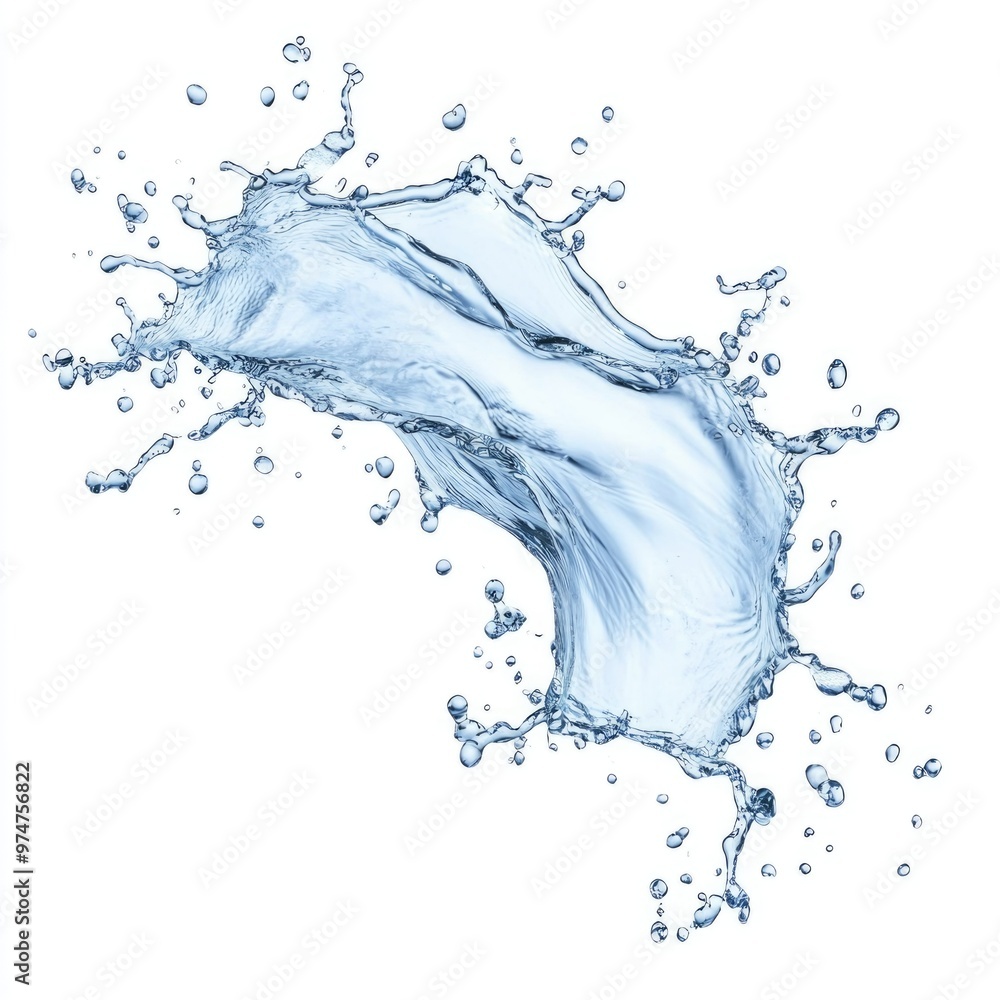 Obraz premium Floating Water Wave Splash in Light Blue Hue Isolated on White Background