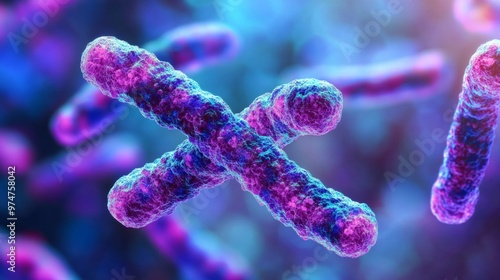 Close-up of Chromosome with Visible Histone Modifications under Microscope photo