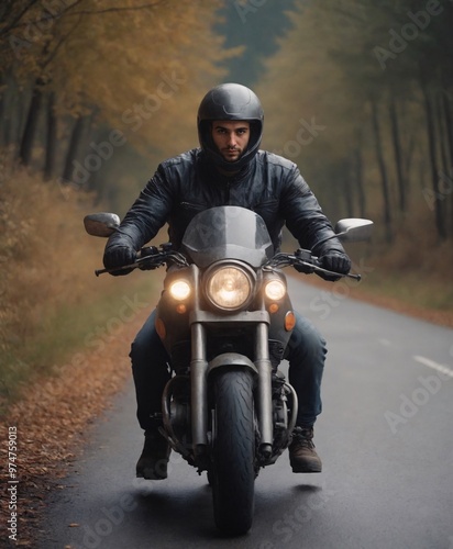 A male bike rider riding bike on the road.