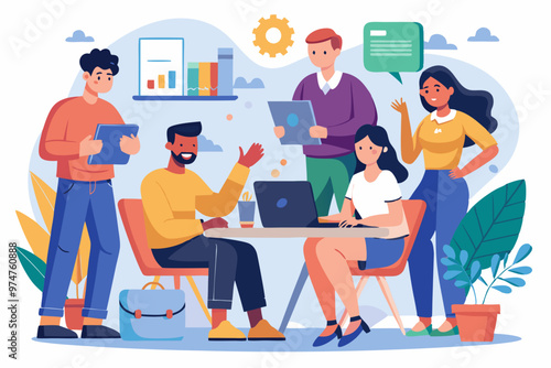 Vector illustration of a group of co-workers