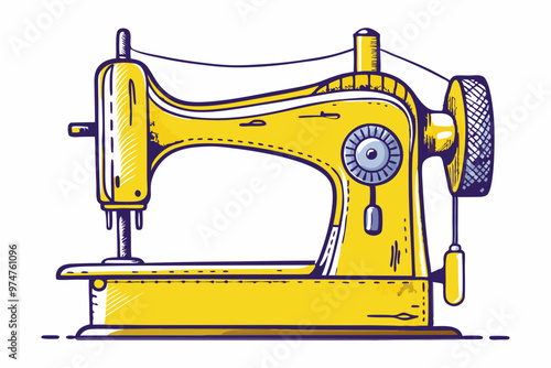 Vector illustration of a vintage retro sewing machine