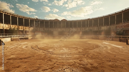 A stadium with a lot of dirt and dust photo