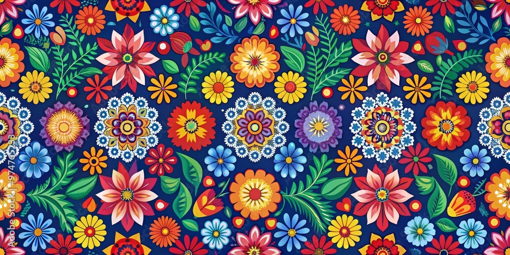 Vibrant Floral Pattern with Red and Blue Flowers, Digital Illustration, Seamless Design, Colorful Flowers, Floral Art, Nature, Design Vibrant Floral Pattern with Red and Blue Flowers, Digital Illustration, Seamless Design, Colorful Flowers, Floral Art, Nature, Design
