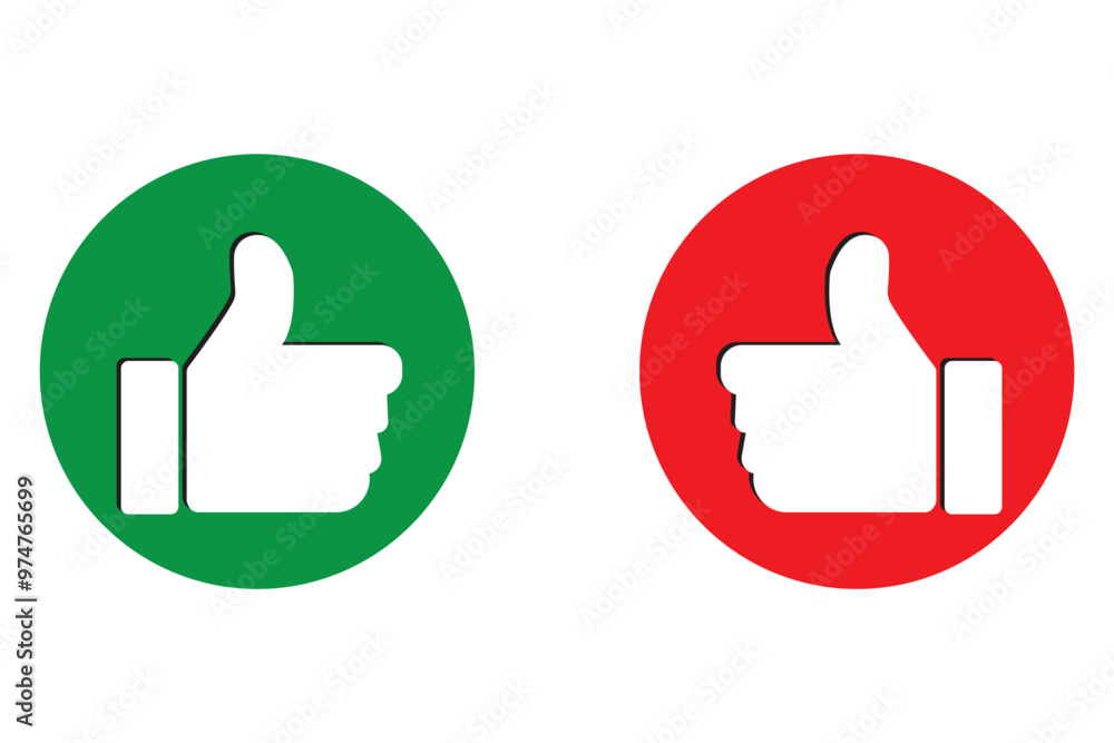 Do and Don't symbols. Thumbs up and thumbs down circle emblems. Like and dislike icons set. Vector illustration. Icon. Do and Don't symbols. Thumbs up and thumbs down circle emblems. Like and dislike icons set. Vector illustration. Icon.