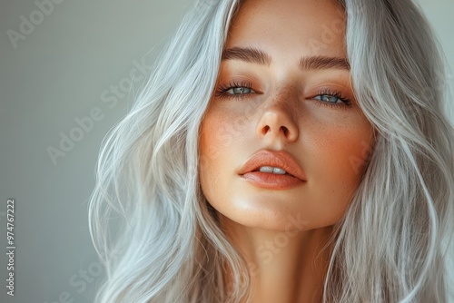 radiant mature woman with silver hair touching smooth skin natural beauty concept