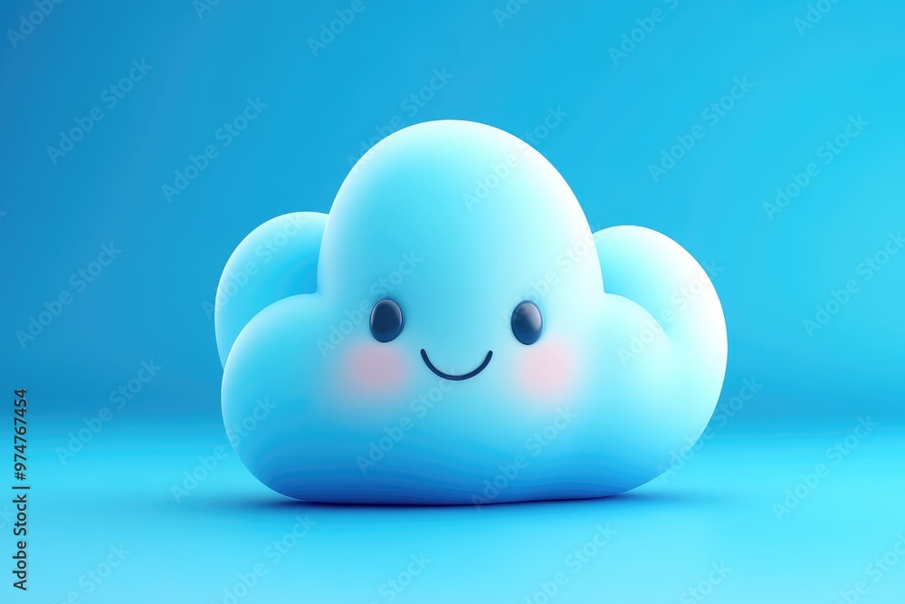 Cute 3d cloud smiling on a blue background Cute 3d cloud smiling on a blue background