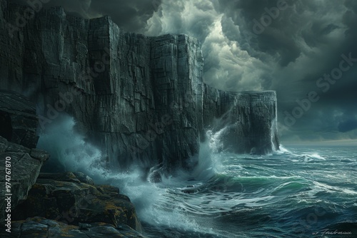 Stormy Seas Against a Dramatic Cliffscape photo