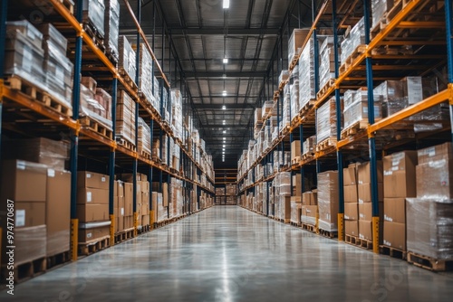 Wallpaper Mural Low angle view of a modern warehouse interior for logistics and distribution without people Torontodigital.ca