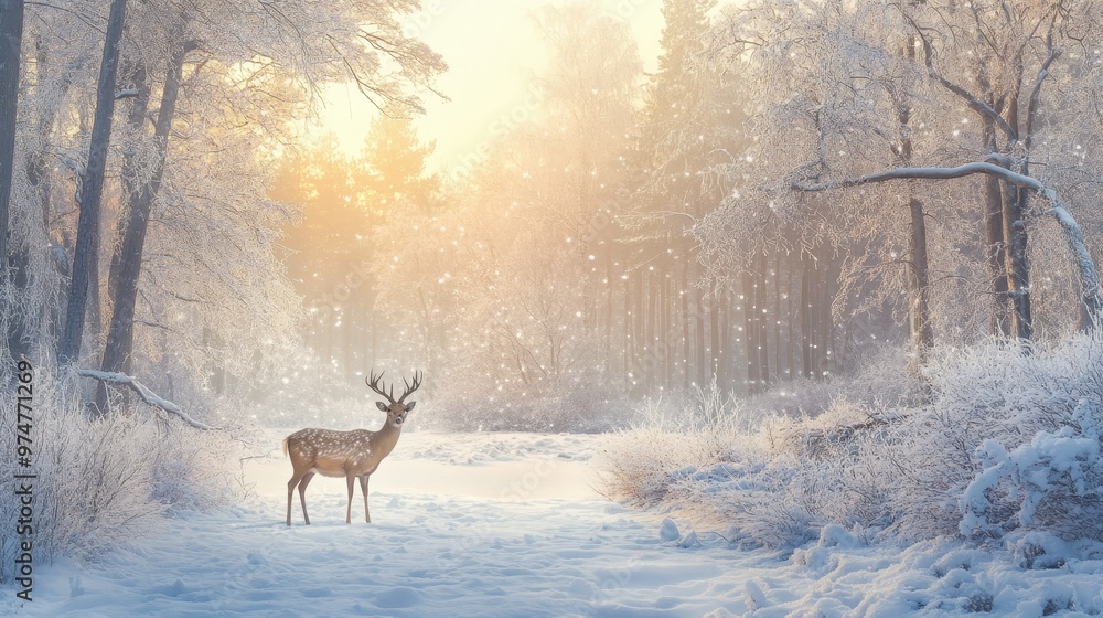 Majestic Deer in a Winter Wonderland Majestic Deer in a Winter Wonderland