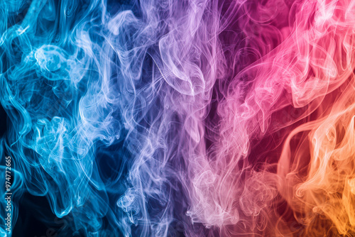 Abstract transparent smoke, with exaggerated shapes and colors,