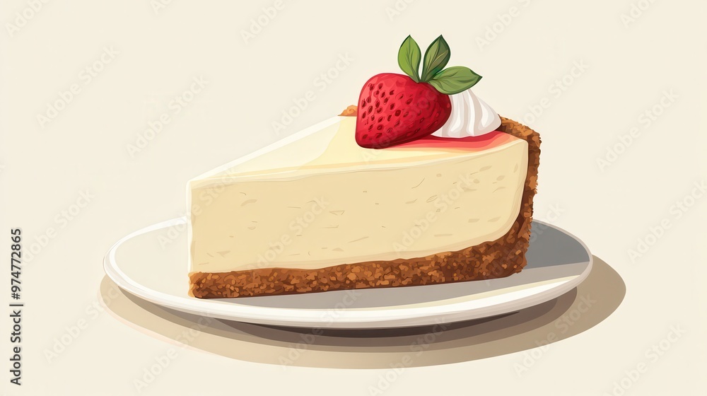 Slice of Cheesecake with Strawberry Topping Slice of Cheesecake with Strawberry Topping