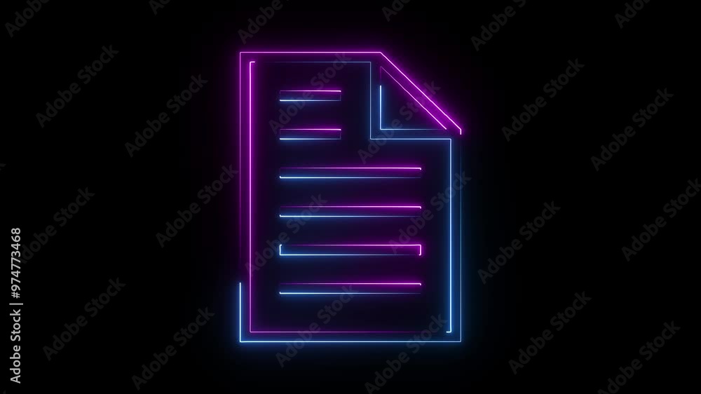Neon glowing note book icon animation on background. Neon glowing note book icon animation on background.