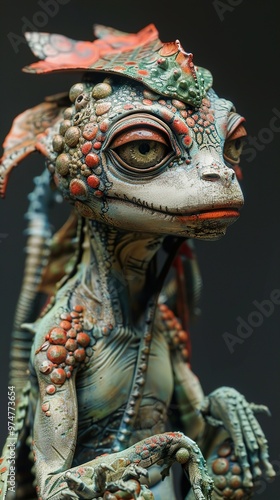 Fantasy Creature Sculpture: Detailed and Realistic 3D Art