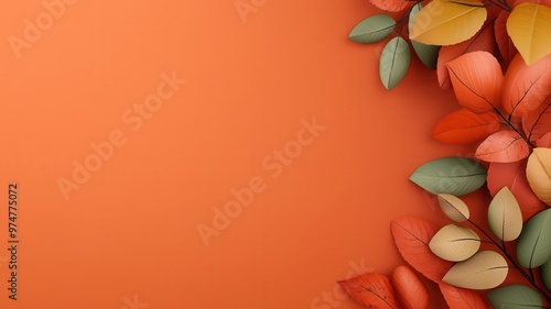 Thanksgiving invitation, with fall-themed design, 3D illustration, copy space for text, photo