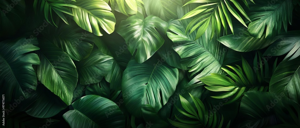 Lush greenery featuring vibrant leaves that create a tropical atmosphere, perfect for nature-inspired designs and backgrounds. Lush greenery featuring vibrant leaves that create a tropical atmosphere, perfect for nature-inspired designs and backgrounds.