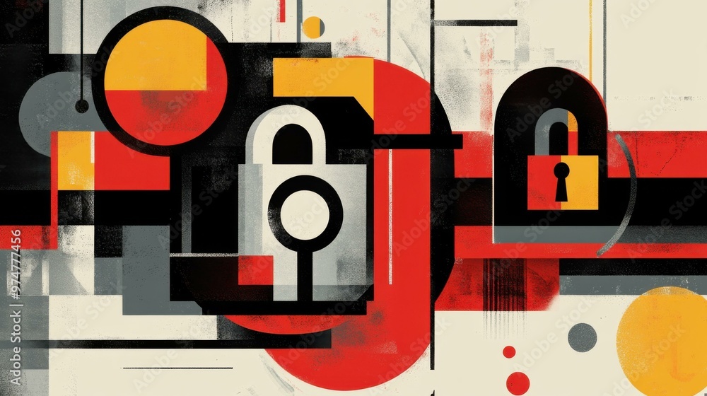 Abstract Digital Art: Lock and Key Security Concept Abstract Digital Art: Lock and Key Security Concept