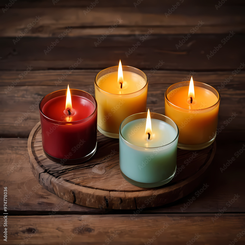 Aromatherapy Candles on Wooden Table Aromatherapy Candles on Wooden Table