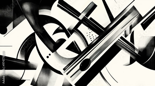 Abstract Geometric Shapes in Black and White