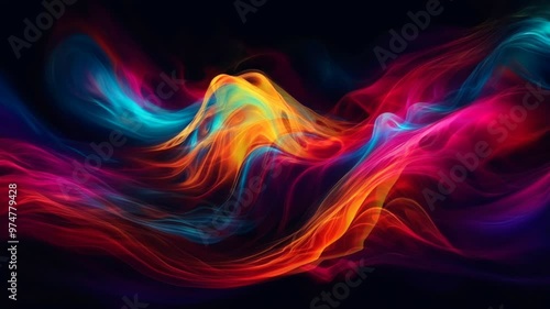 Wallpaper Mural features abstract illustrations with intense, fluid streams of color, flowing like smoke or liquid. The visual style resembles a sharp neon light effect and flows smoothly. Liquid colored energy flow. Torontodigital.ca