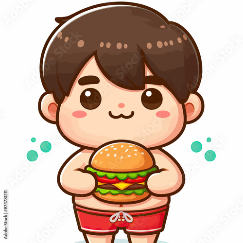 Funny vector image of a little fat boy