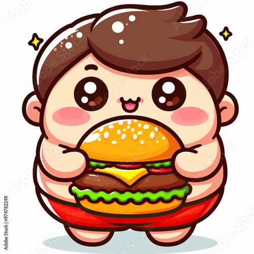 Funny vector image of a little fat boy