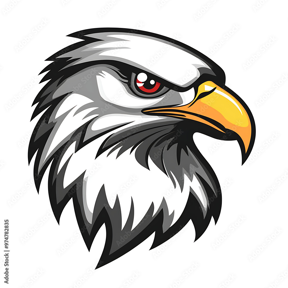 A detailed vector illustration of a powerful eagle's head with a fierce expression and sharp beak. A detailed vector illustration of a powerful eagle's head with a fierce expression and sharp beak.