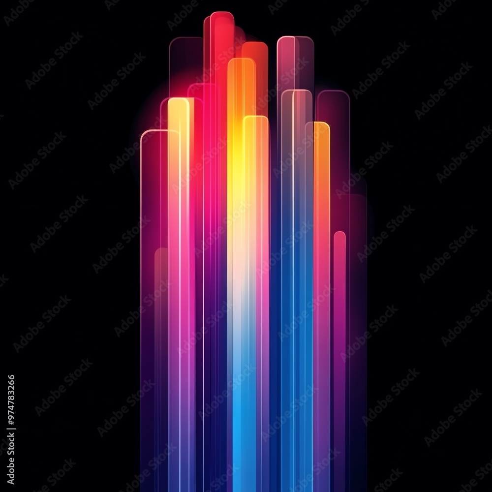 Obraz premium Colorful vertical bars in fluid gradient, abstract style, dynamic motion and vibrant energy, perfect for modern digital and commercial design