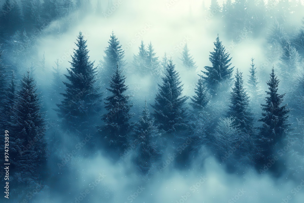serene winter wonderland with snowladen fir trees in misty forest soft diffused light creating a dreamy atmosphere evoking nostalgia and christmas spirit serene winter wonderland with snowladen fir trees in misty forest soft diffused light creating a dreamy atmosphere evoking nostalgia and christmas spirit