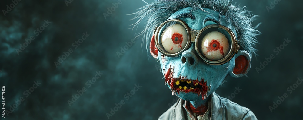 Cartoon zombie scientist with a test tube, tattered lab coat, exaggerated features, playful Cartoon zombie scientist with a test tube, tattered lab coat, exaggerated features, playful