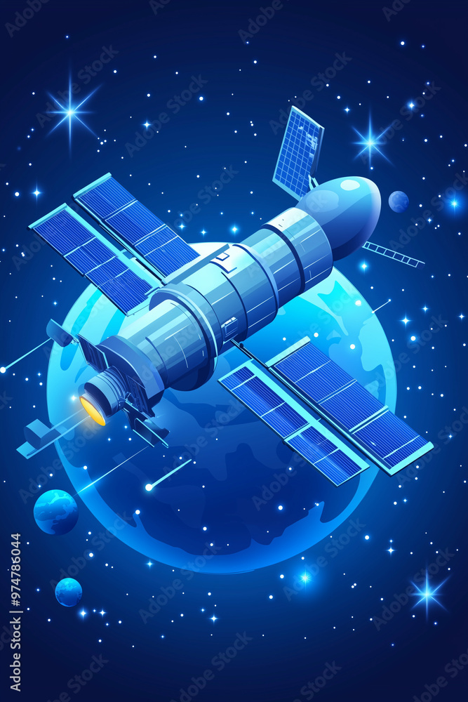 Obraz premium Spaceship station with solar wings