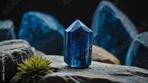 kyanite stone centered in aesthetic background photo