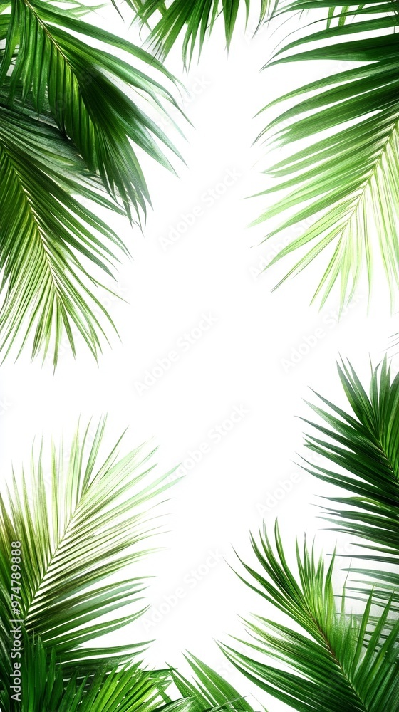 Minimalist Palm Leaves Frame on White Background - Tropical Greenery Border for Design Projects Minimalist Palm Leaves Frame on White Background - Tropical Greenery Border for Design Projects