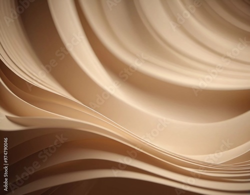 Wallpaper Mural An intricate arrangement of beige brown 3D waves creates a soothing visual effect, showcasing smooth curves and elegant lines that add a contemporary touch to any design. Generative AI Torontodigital.ca