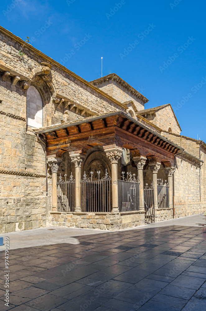 Fototapeta premium The Cathedral of Saint Peter in Jaca, Spain, built in Romanesque style