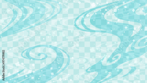 かっこいい流水紋と市松模様の背景イラスト_16:9