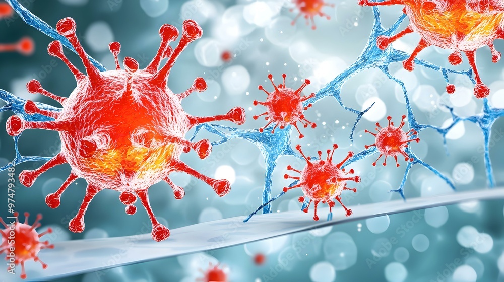 Viral Infection Anatomy Diagram, a detailed illustration showing the stages of viral entry, replication, and cellular impact in host organisms. Viral Infection Anatomy Diagram, a detailed illustration showing the stages of viral entry, replication, and cellular impact in host organisms.