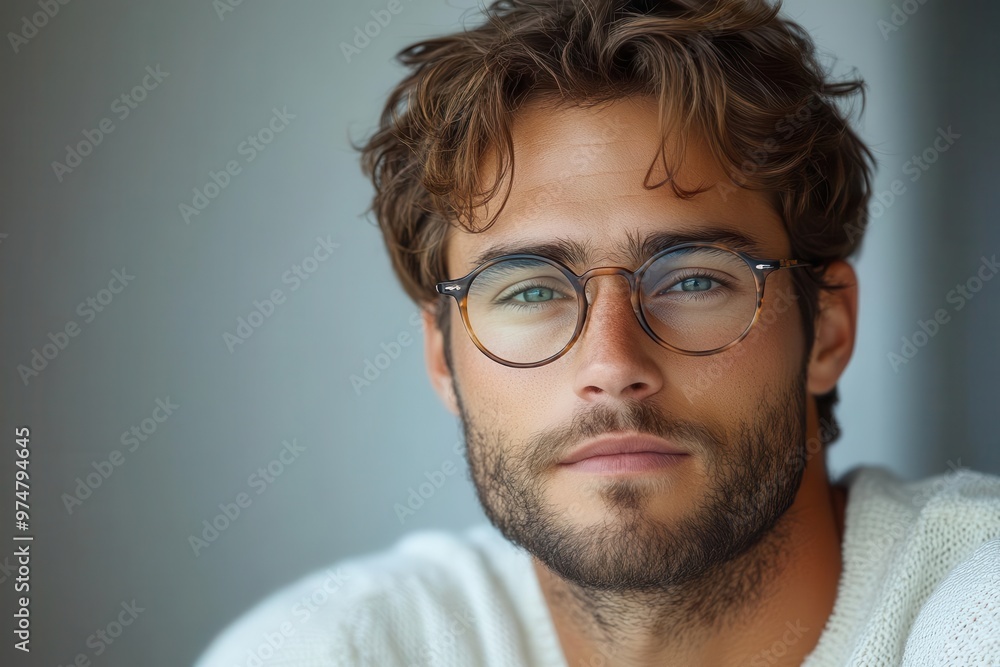 stylish portrait of charismatic young man with modern eyewear and confident pose clean white background emphasizes sharp facial features and contemporary fashion sense stylish portrait of charismatic young man with modern eyewear and confident pose clean white background emphasizes sharp facial features and contemporary fashion sense